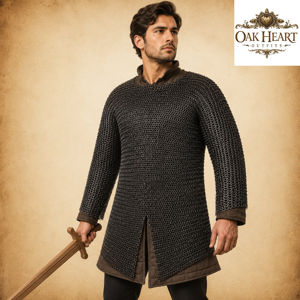 Medieval Chainmail Shirt | 9mm Round Riveted Rings with Flat Washers | Handmade LARP Armor | Viking Hauberk