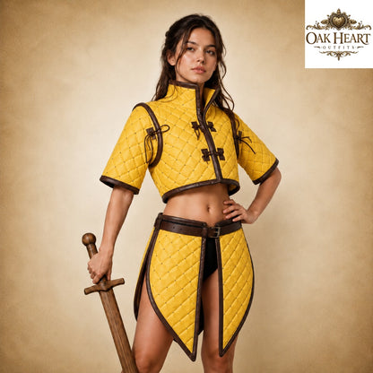 Medieval Witcher Gambeson Half Sleeve – Padded Armor Costume for LARP,