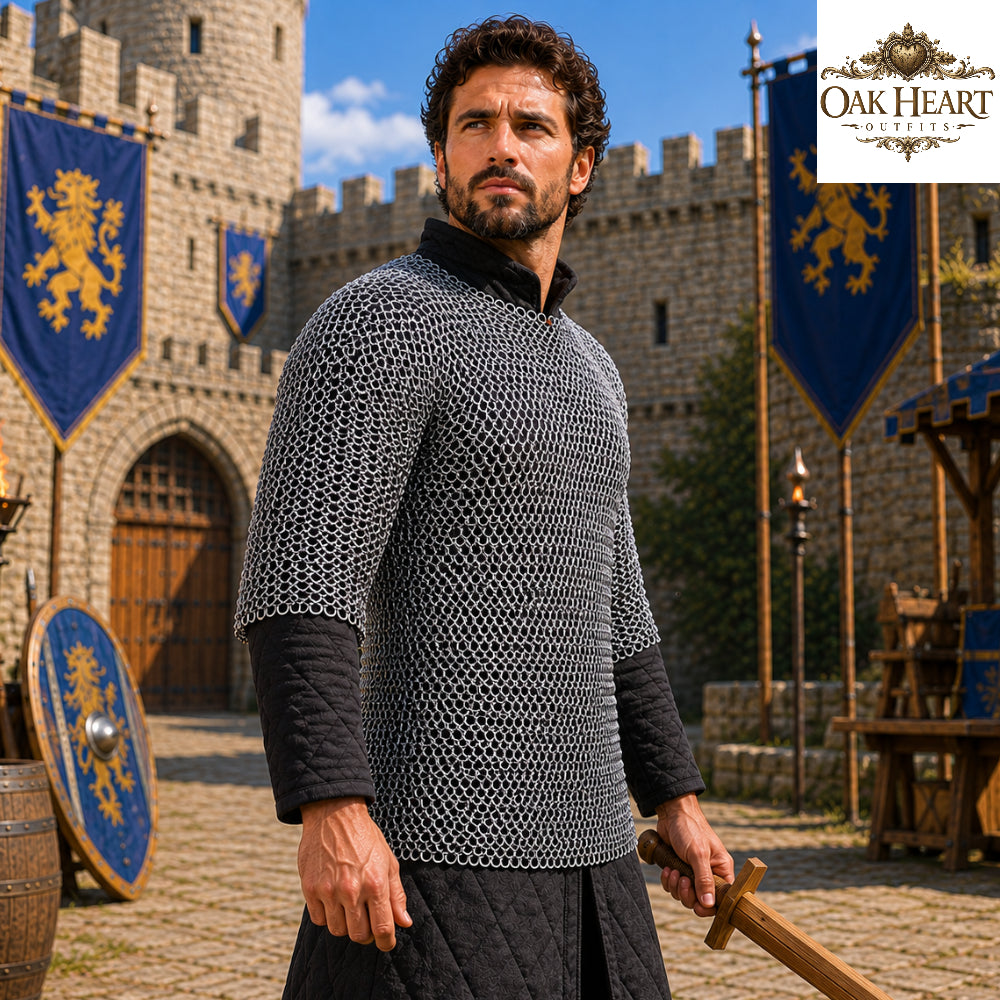Medieval Aluminum Chainmail Shirt | 16 Gauge 10mm Riveted Rings | Half Sleeve Armor