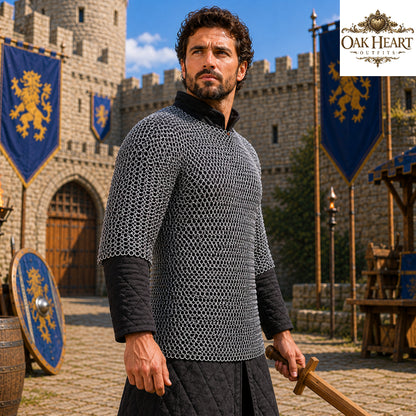 Medieval Aluminum Chainmail Shirt | 16 Gauge 10mm Riveted Rings | Half Sleeve Armor