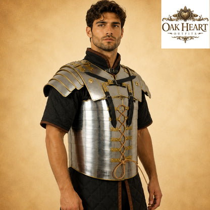 Roman Lorica Segmentata Armor, Brass Trim, 18 Gauge Steel