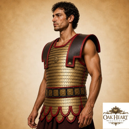 Roman Lorica Squamata Armor in Brass Scales – Ideal for LARP, Reenactment & Cosplay (36x26mm)