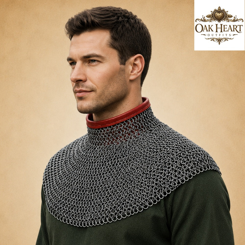 Medieval Chainmail Collar – Flat Riveted & Washer Gorget