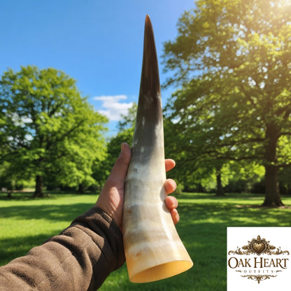 Viking Drinking Horn – Norse Dragon Engraved Handmade Mead Cup