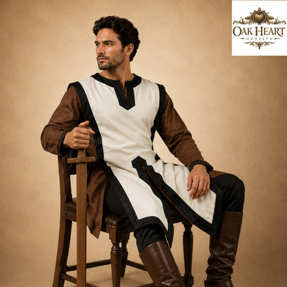 Medieval Cotton Tabard with Side Laces – Crusader Surcoat for LARP & Reenactment