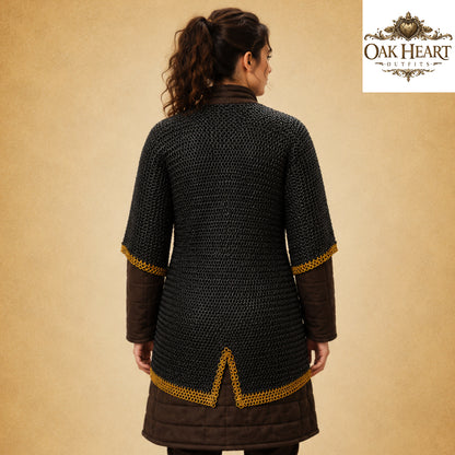 Medieval Chainmail Shirt – 8MM Flat Riveted Rings with Brass Rows
