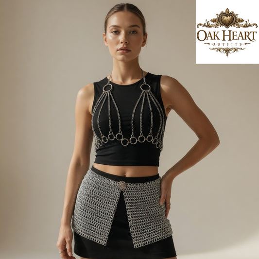 Chainmail Bikini Top & Skirt Set | Aluminum 10mm Butted Rings, Medieval Ren Faire, Cosplay Costume