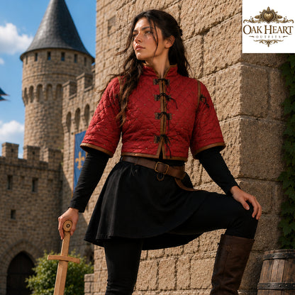 Witcher Cotton Gambeson for Women – Quilted Padded Vest, Medieval Armor