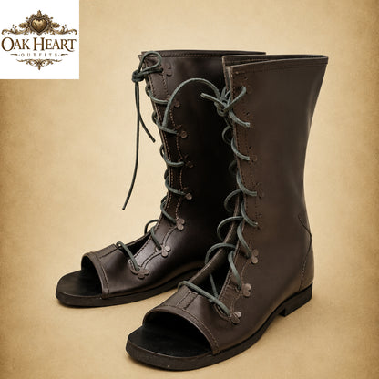 Roman Style Leather Sandals – Men’s Medieval LARP Boots