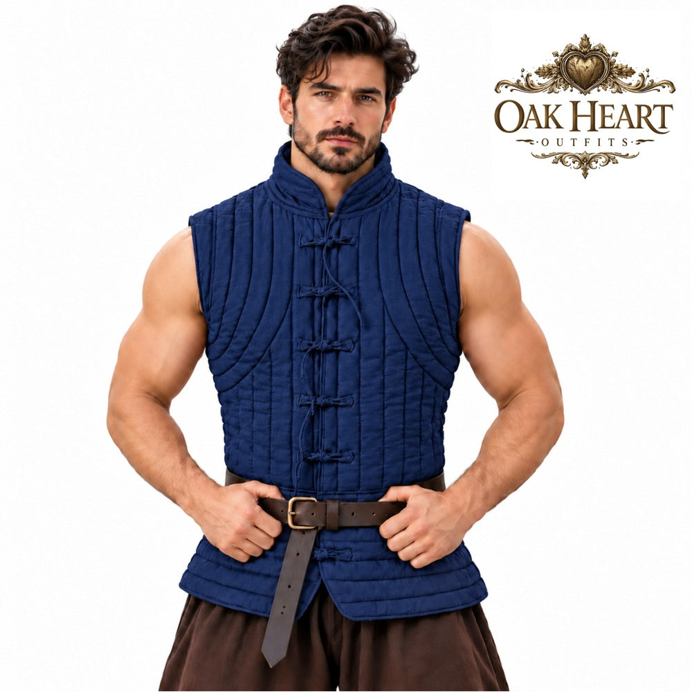 Medieval Padded Vest, Sleeveless Quilted Gambeson Armor, SCA Fighter Gear,