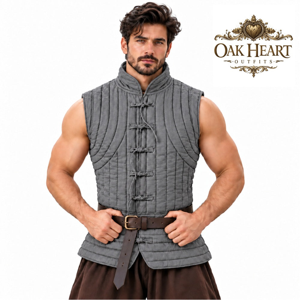 Medieval Padded Vest, Sleeveless Quilted Gambeson Armor, SCA Fighter Gear,