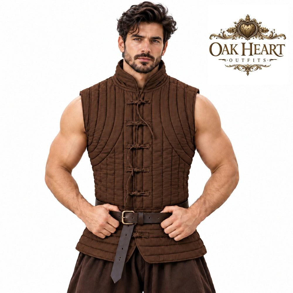 Medieval Padded Vest, Sleeveless Quilted Gambeson Armor, SCA Fighter Gear,