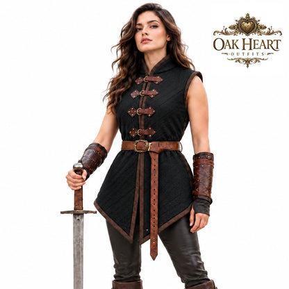 Medieval Sleeveless Gambeson Vest, Padded Quilted Armor, Viking Knight Costume, LARP Warrior Outfit