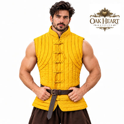 Medieval Padded Vest, Sleeveless Quilted Gambeson Armor, SCA Fighter Gear,