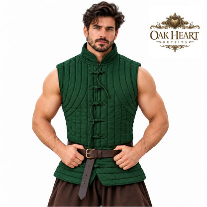 Medieval Padded Vest, Sleeveless Quilted Gambeson Armor, SCA Fighter Gear,