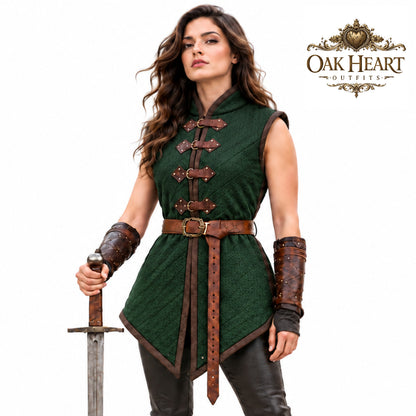 Medieval Sleeveless Gambeson Vest, Padded Quilted Armor, Viking Knight Costume, LARP Warrior Outfit
