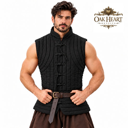 Medieval Padded Vest, Sleeveless Quilted Gambeson Armor, SCA Fighter Gear,