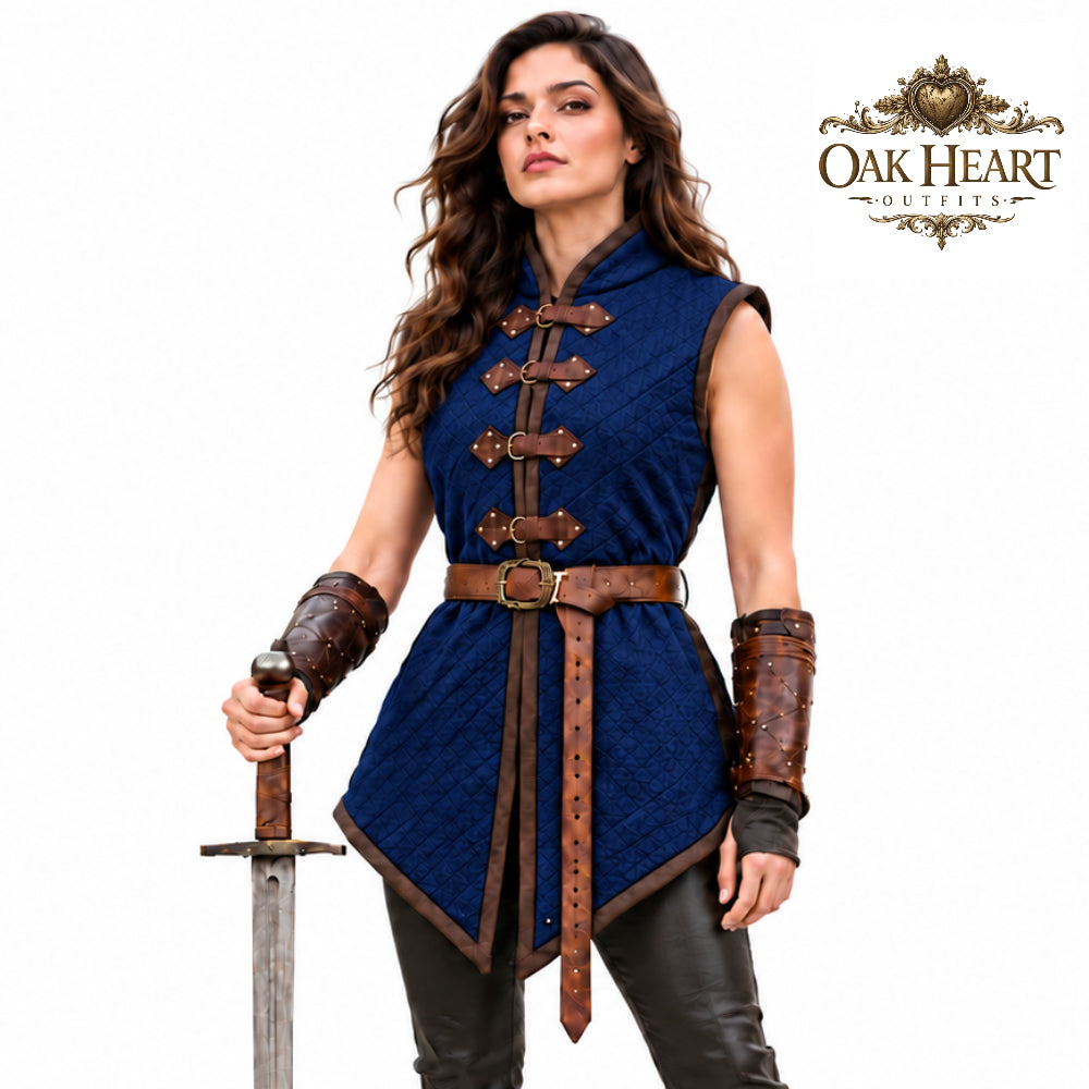 Medieval Sleeveless Gambeson Vest, Padded Quilted Armor, Viking Knight Costume, LARP Warrior Outfit
