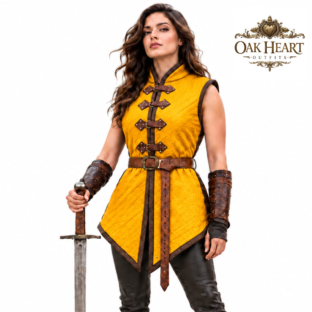 Medieval Sleeveless Gambeson Vest, Padded Quilted Armor, Viking Knight Costume, LARP Warrior Outfit