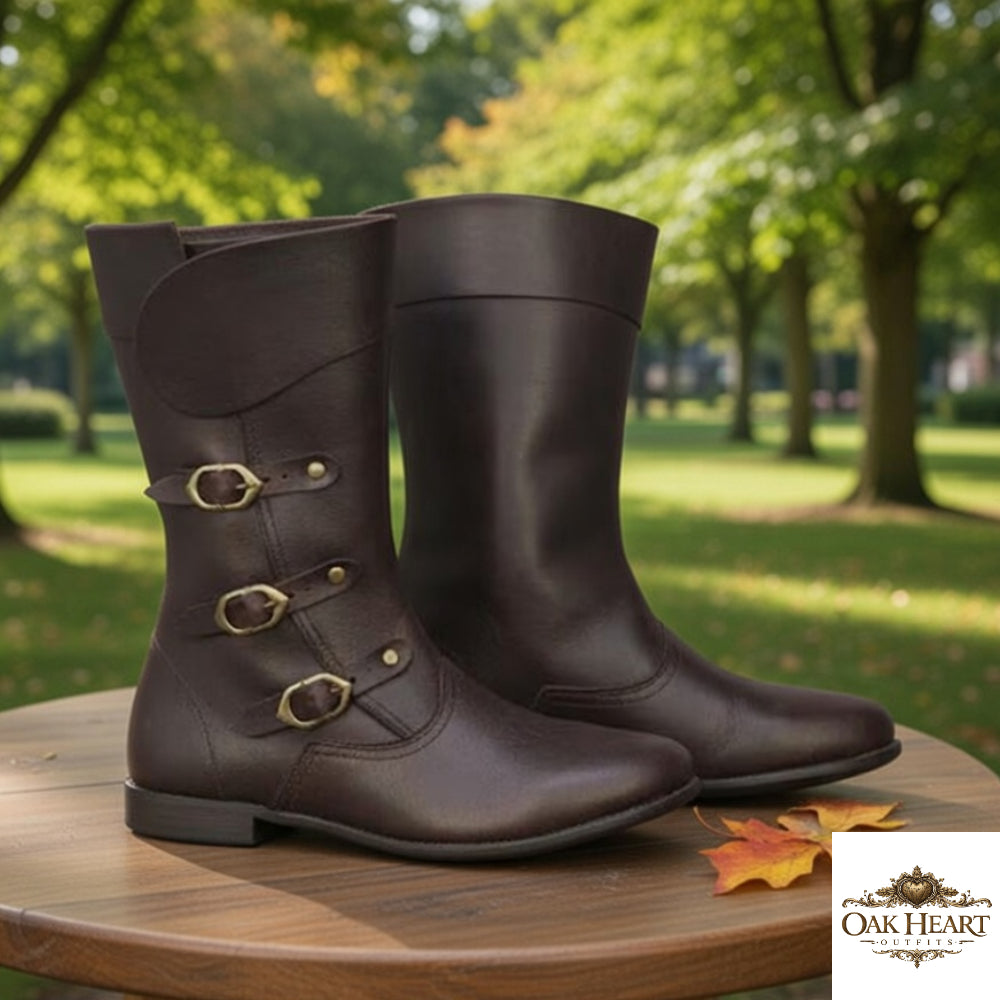 Black Leather Medieval Boots – Viking Shoes for LARP, Ren Faire & Historical