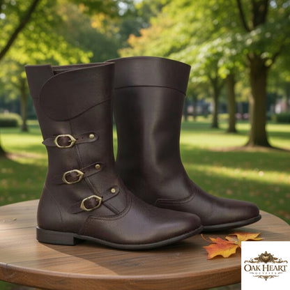 Black Leather Medieval Boots – Viking Shoes for LARP, Ren Faire & Historical