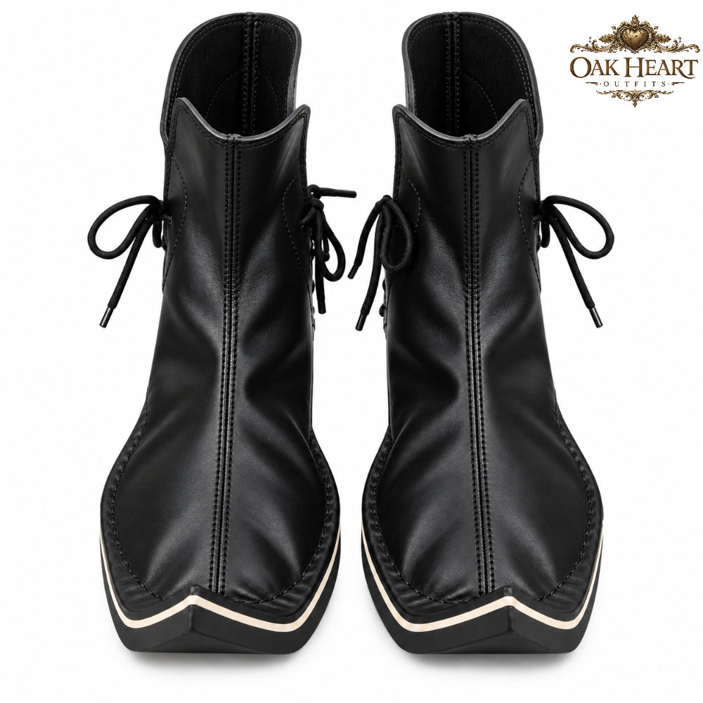 Medieval Leather Boots for Men | Renaissance LARP Boots | Fantasy Pointed Toe Ankle