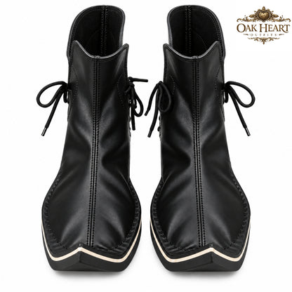 Medieval Leather Boots for Men | Renaissance LARP Boots | Fantasy Pointed Toe Ankle