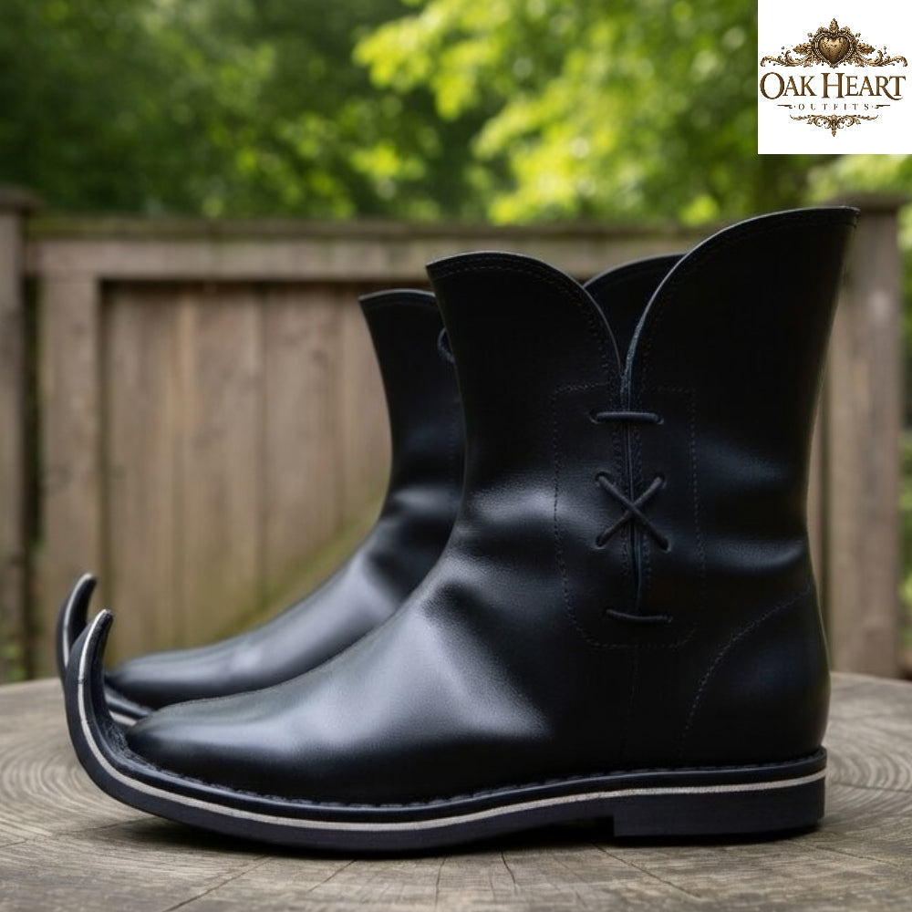 Medieval Tulip Boots | Low Poulaines Leather Shoes for LARP & Ren Faire
