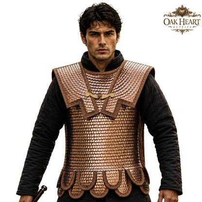 Medieval Brass Lorica Squamata Scale Armor – Roman Warrior Costume with Pteruges
