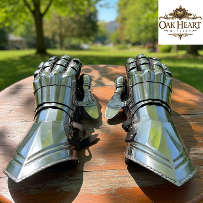 Gothic Gauntlets 15th–16th Century | 16 Gauge Mild Steel Armor Gloves with Padded Leather