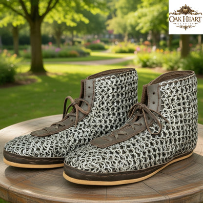 Medieval Chainmail Boots | 9mm Riveted Maille Footwear for LARP & Cosplay