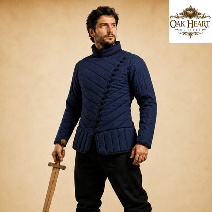 Medieval Asymmetrical Gambeson – Quilted Padded Armor Jacket for LARP