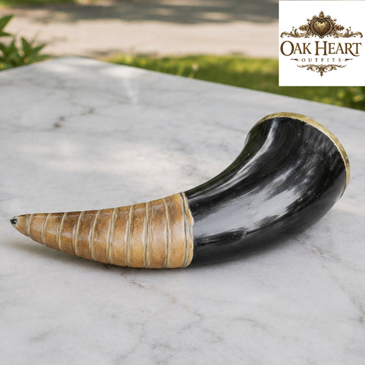 Handmade Viking Drinking Horn Mug with Brass Rim