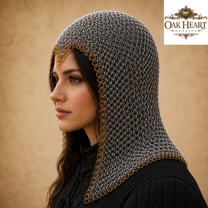Medieval Aluminum Butted Chainmail Coif Hood – 10MM Rings Lightweight Armor