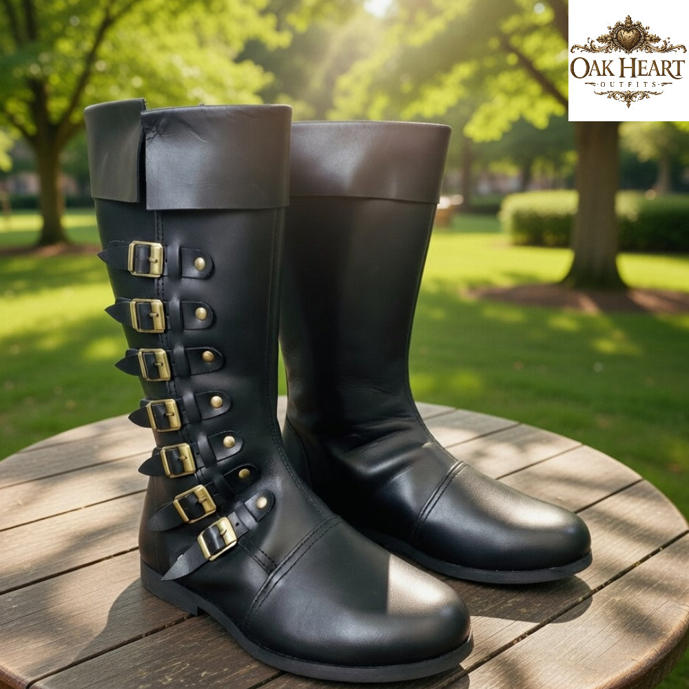 Leather Viking Long Boots | Medieval Shoes