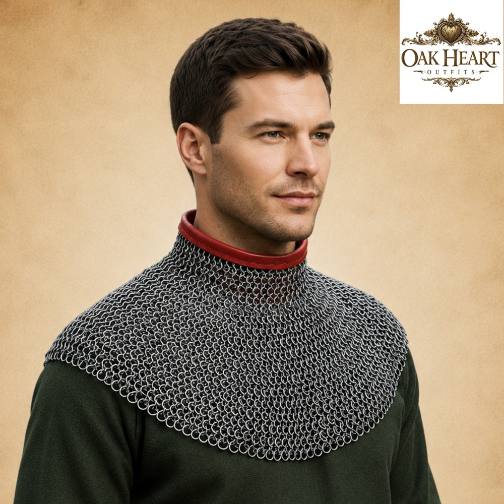 Medieval Chainmail Collar – Flat Riveted & Washer Gorget