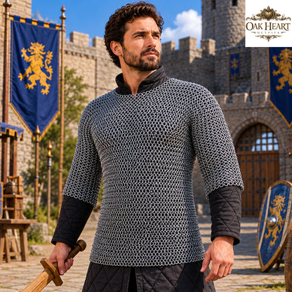 Medieval Aluminum Chainmail Shirt | 16 Gauge 10mm Riveted Rings | Half Sleeve Armor
