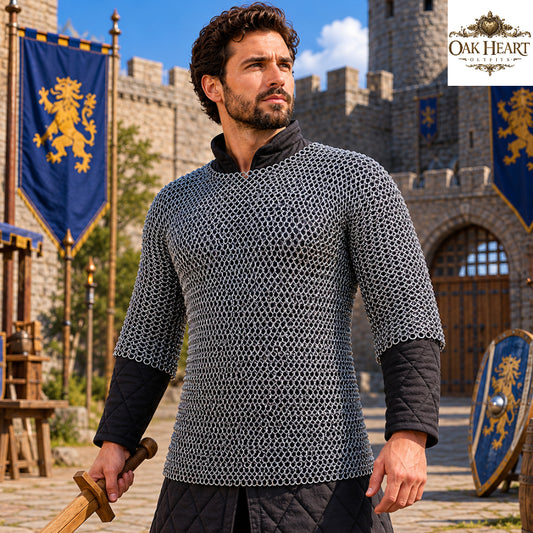Medieval Aluminum Chainmail Shirt | 16 Gauge 10mm Riveted Rings | Half Sleeve Armor