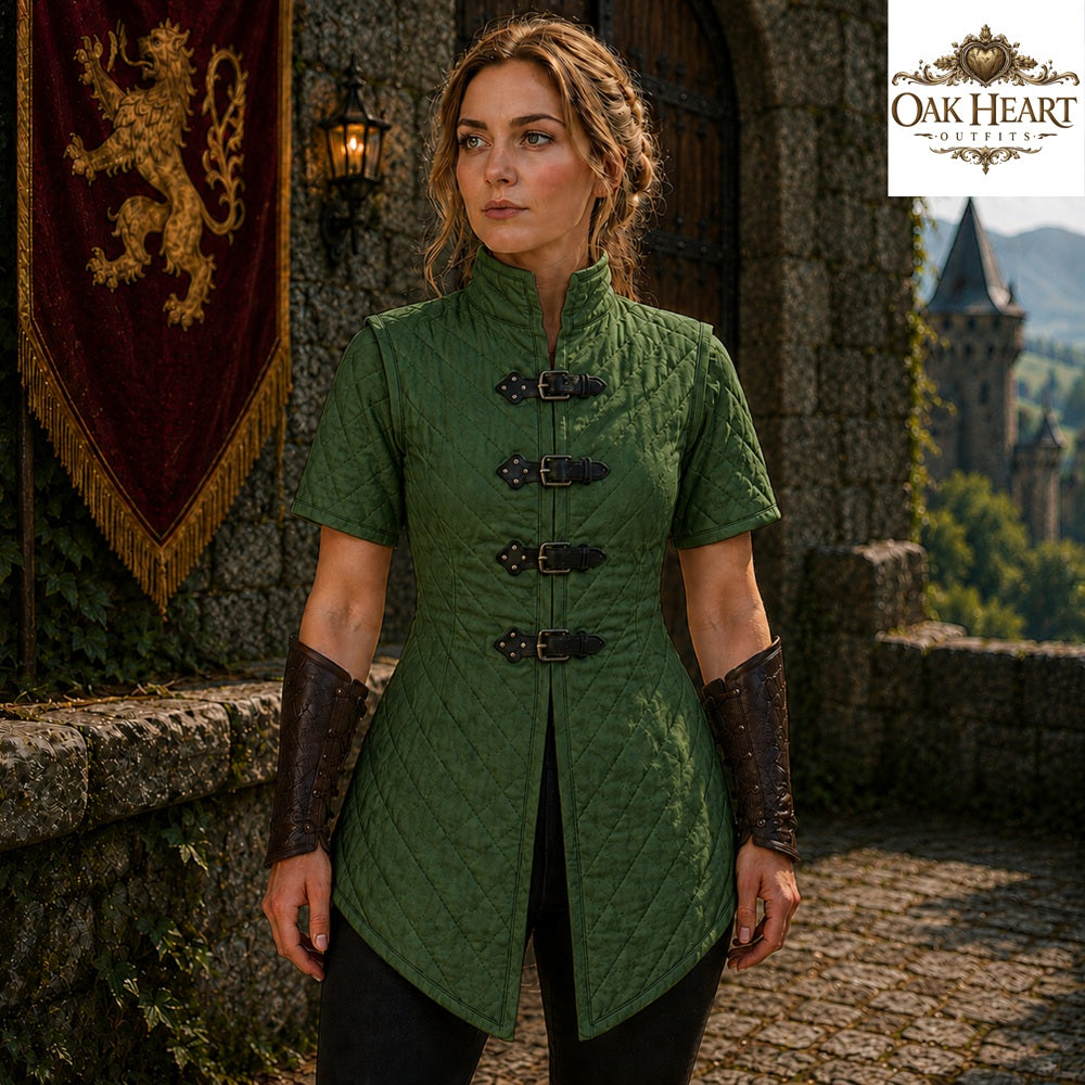 Medieval Viking Gambeson for Women | Quilted Armor Jacket | LARP Costume |