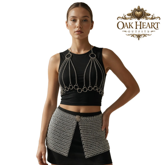 Chainmail Bikini Top & Skirt Set | Aluminum 10mm Butted Rings, Medieval Ren Faire, Cosplay Costume