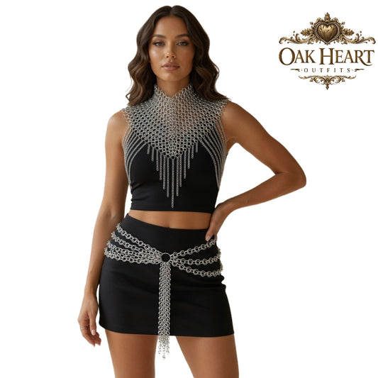Aluminum Chainmail Top with Belt | 10mm Butted Rings, Medieval Ren Faire, Cosplay Costume for Women