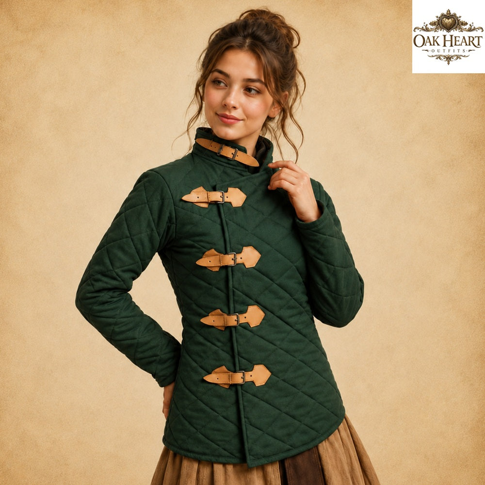 Red Medieval Gambeson Jacket | Quilted Padded Armor