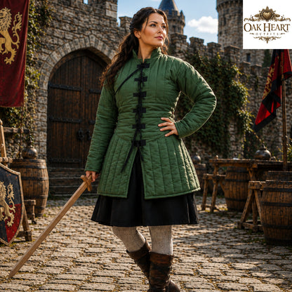 Women's Cotton Padded Gambeson | Medieval Quilted Armor Jacket | LARP Ren Faire SCA Costume