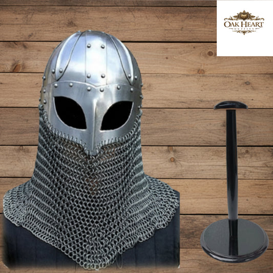 18 Gauge Viking Chainmail Helmet – Medieval Battle Armor with  Stand