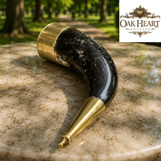 Handcrafted Viking Drinking Horn – Medieval Norse Horn Cup with Brass Finish