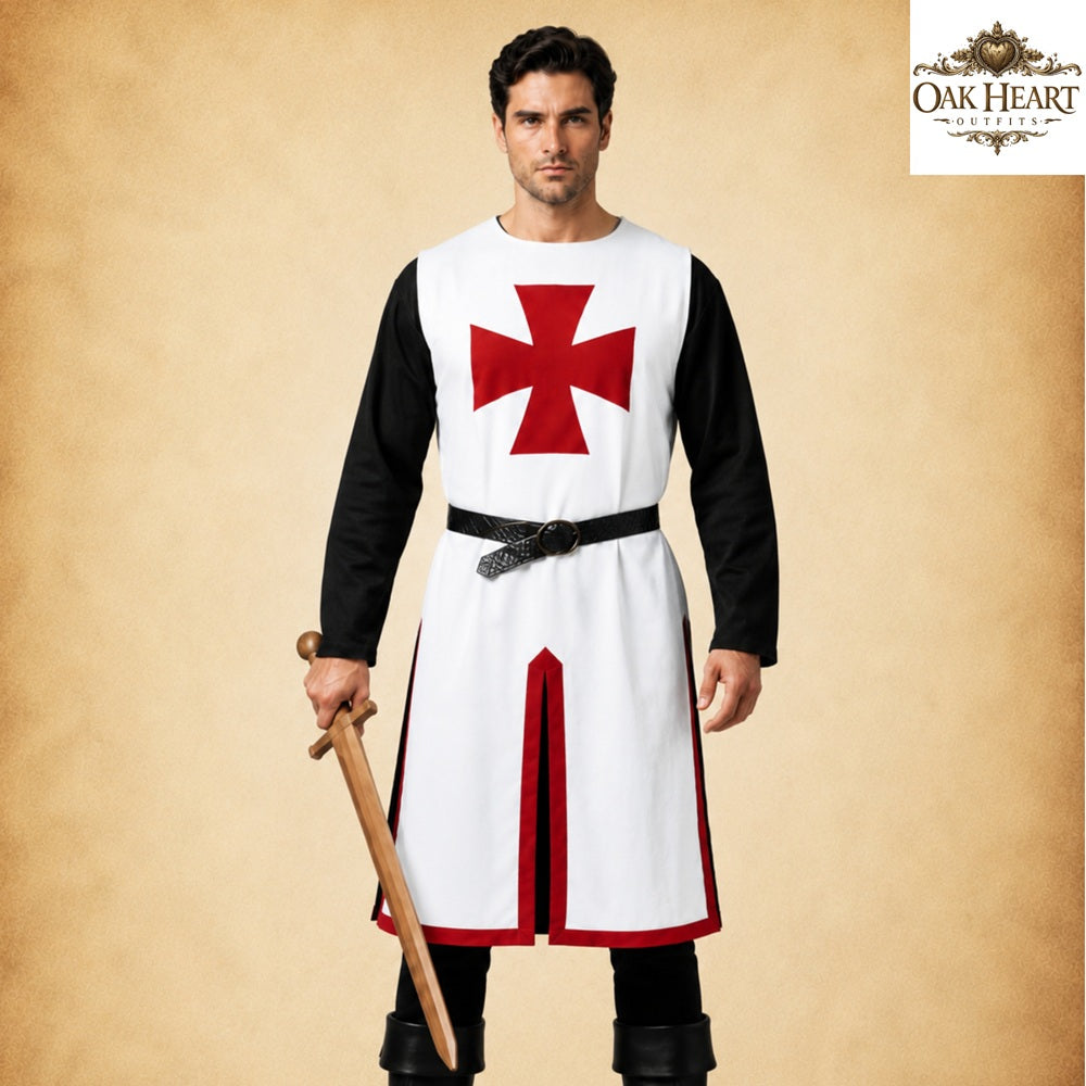 Medieval Templar Knight Tunic – Crusader Cotton Surcoat | LARP & Reenactment Costume