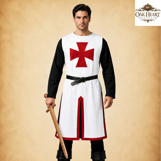 Medieval Templar Knight Tunic – Crusader Cotton Surcoat | LARP & Reenactment Costume