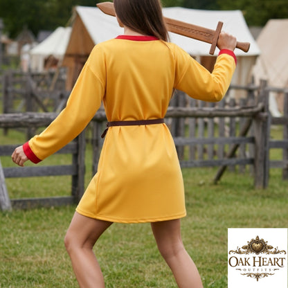 Medieval Tunic – Yellow with Red Accents | Knight Costume for LARP & Renaissance Faire  Option 2 (keyword-rich):