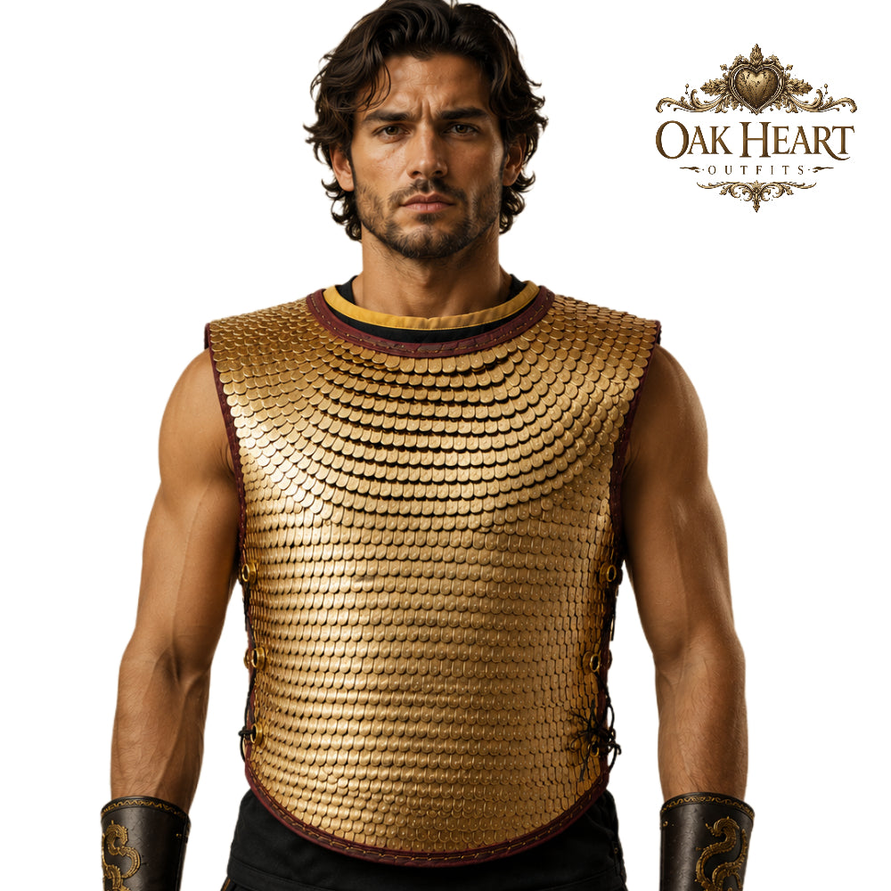 Roman Brass Scale Armor Lorica Squamata – Handmade Medieval Warrior Cuirass Gift