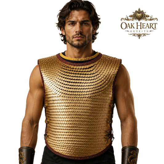 Roman Brass Scale Armor Lorica Squamata – Handmade Medieval Warrior Cuirass Gift